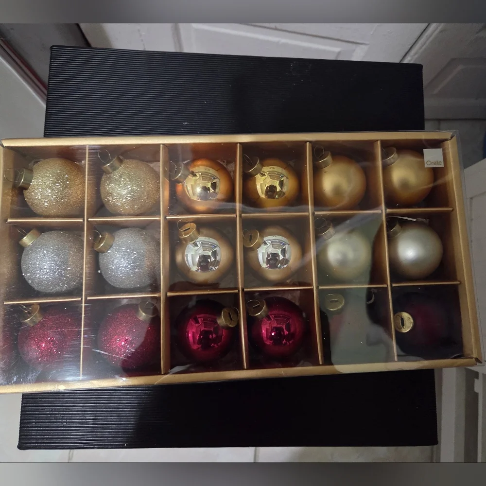 Crate&Barrel Festive Ornament Collection - Gold, Silver, Red